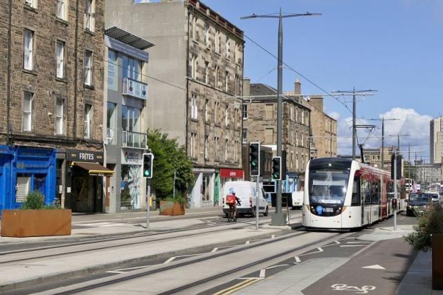 A tram in Leith