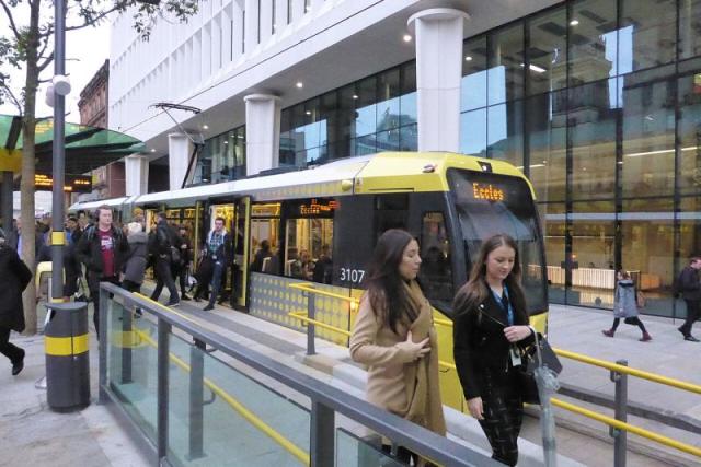 A tram at St Peter's Square