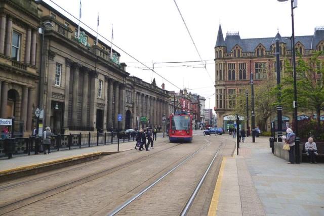 A tram at Cathedral stop
